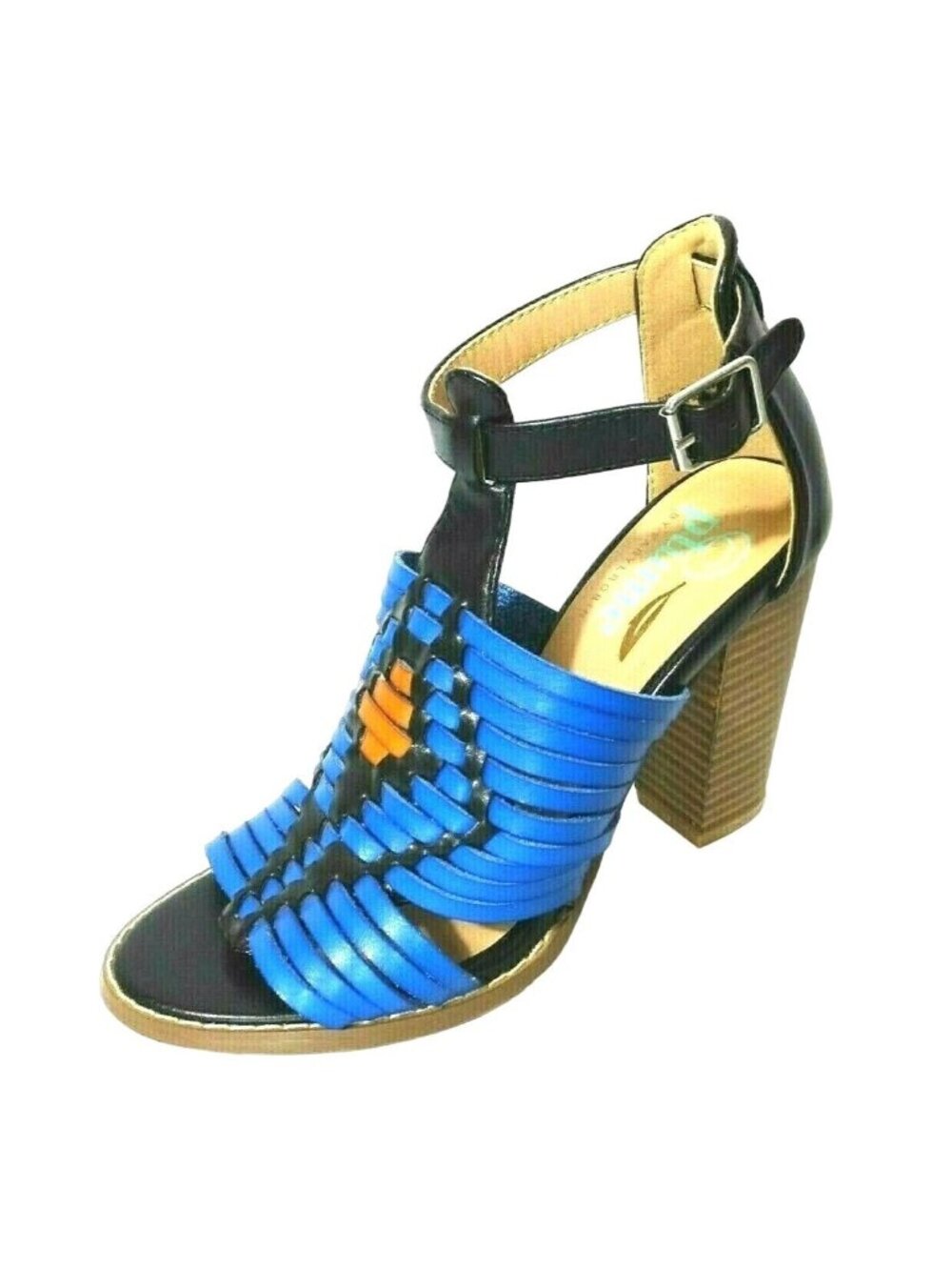 Plume by FarylRobin Sandals Faux Leather Women Size 6 Southwest Boho Blue Black